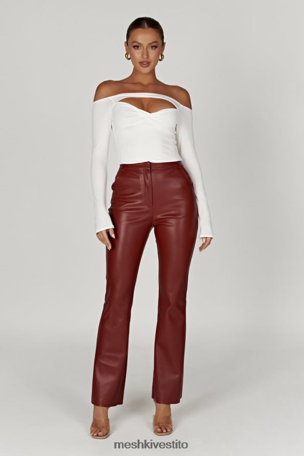 Meshki pantaloni in ecopelle Tyra a gamba dritta vestiario cioccolato alla ciliegia 6L048P1609