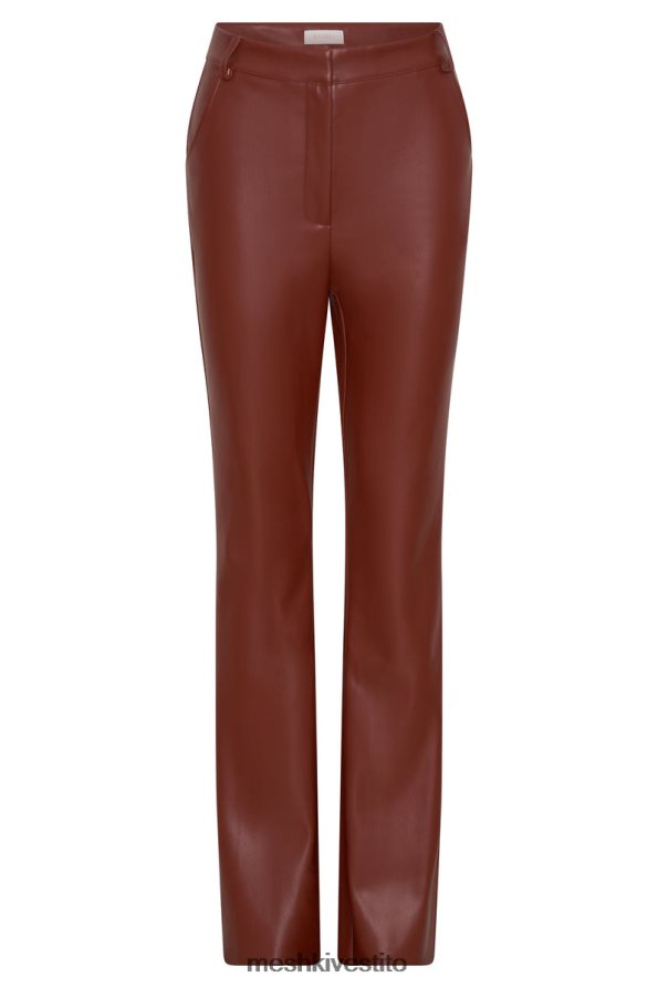 Meshki pantaloni in ecopelle Tyra a gamba dritta vestiario cioccolato alla ciliegia 6L048P1609