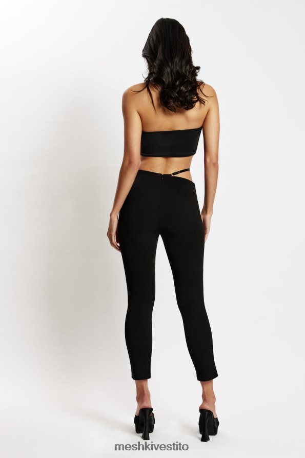 Meshki pantaloni irene con taglio a V sul davanti vestiario nero 6L048P1595