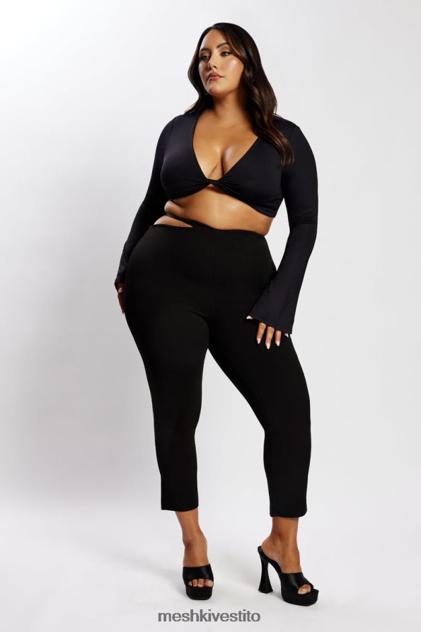 Meshki pantaloni irene con taglio a V sul davanti vestiario nero 6L048P1595