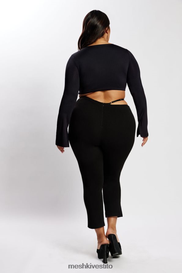 Meshki pantaloni irene con taglio a V sul davanti vestiario nero 6L048P1595