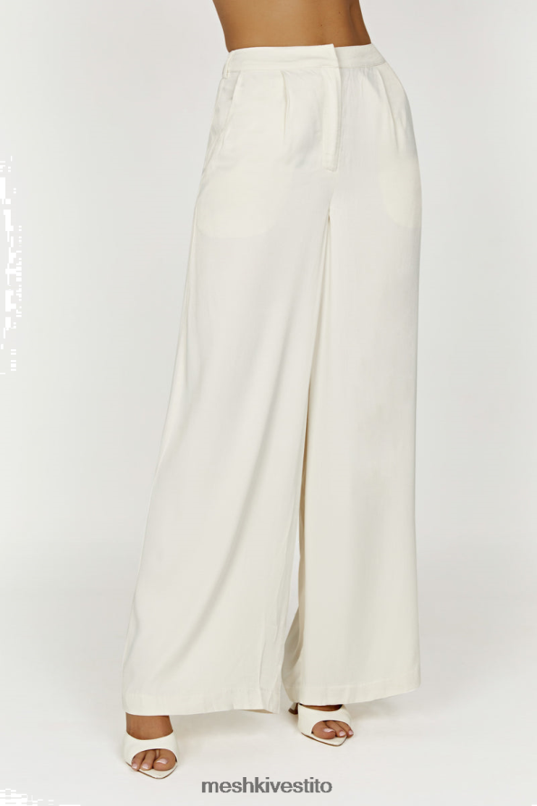 Meshki pantaloni nour in raso a gamba larga vestiario avorio 6L048P1376