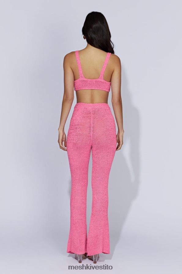 Meshki pantaloni svasati in maglia Mary vestiario rosa gomma da masticare 6L048P1581